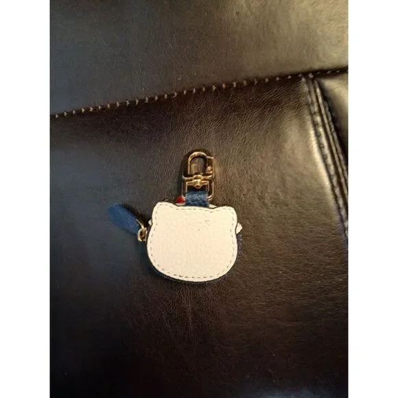 Sanrio HELLO KITTY Coin Purse Keychain White Red Bow Denim Clip - Picture 5 of 6